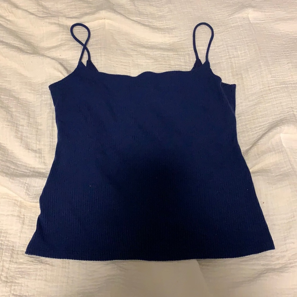 reformation blue ribbed tank top